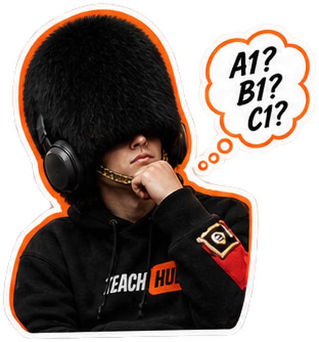 TeachHub Guard mascot — thinking, hand on chin.